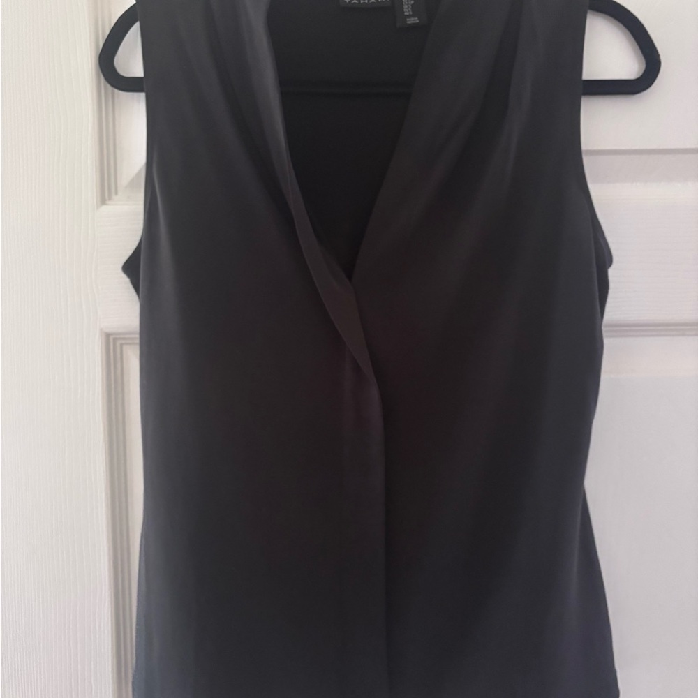 Tahari Black V-Neck Blouse